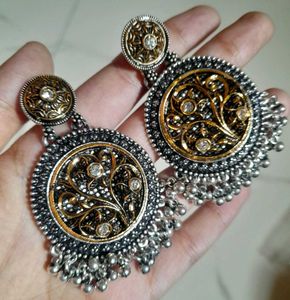 Designer Oxidised Jhumka Earrings