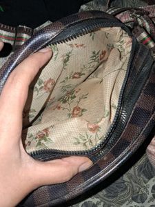 2 Stylish Brown Checkered Crossbody Bag combo