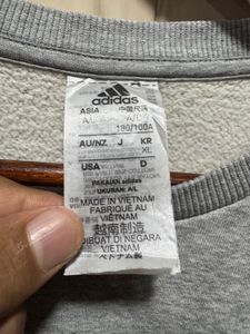 Adidas 3 Strips Grey Fleece Lined Sweatshirt
