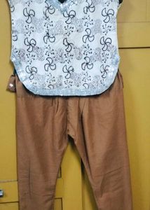 Cream &amp; Brown Salwar Suit (Intricate Chamki Work)