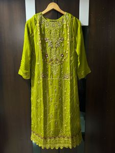 Embellished Lime Green Kurta