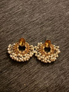 Traditional Pearl Chandbali Earrings – Golden Ethn