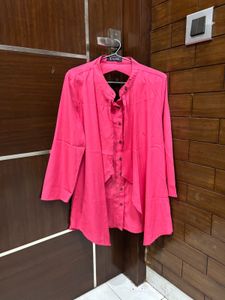Pink Mandarin Collar Top