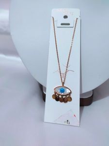 Anti Tarnish Evil Eye Chain Pendant,Rose Gold Colour