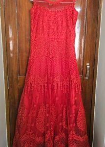 Stunning Red Lace Ethnic Gown with cancan