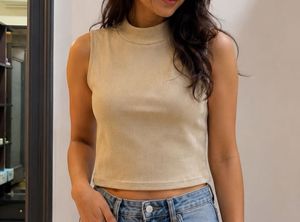 Sleeveless Mock Neck Top