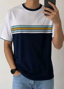 white and blue T-shirt
