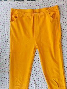 Yellow Leggings  fully stretchable with Floral Emb