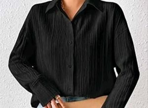 Black Textured Long Sleeve Shirt