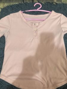 Cute Pink Ribbed Crop Top