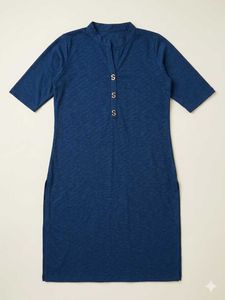 Navy Blue Textured Kurta