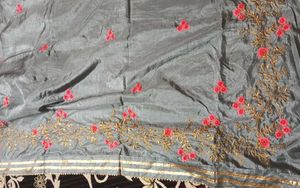 Elegant Grey Embroidered Saree