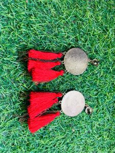 Best for Navratri Boho Red Tassel Earrings