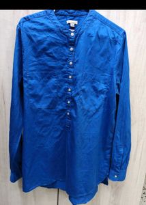 Vibrant Blue Button-Up Tunic