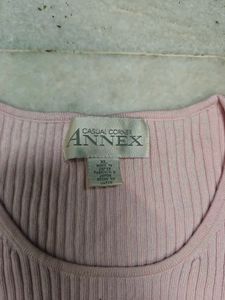 Pink Ribbed 3/4 Sleeve Top
