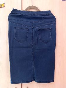 TALLY WEiJL Denim Pencil Skirt With Front Slit