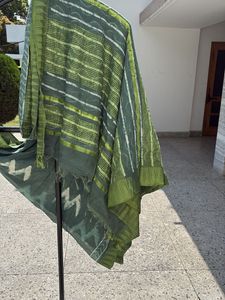 Green Ethnic Saree hand block printed
