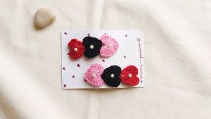 Handmade Crochet Heart Hair Clips