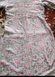 Pink Floral Print Kurta Set
