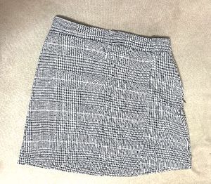 Grey Checkered Plaid Pencil Mini Skirt