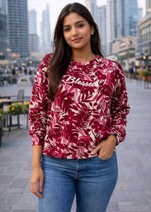 Floral Print Crewneck Sweatshirt