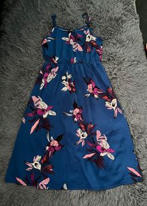Floral Deep Blue Sleeveless Dress