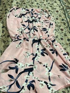 Pink Floral Print Romper