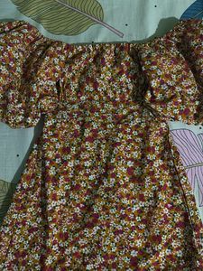 Floral Puff Sleeve Off-Shoulder Dress
