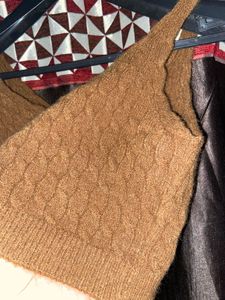 Brown Knit Cropped Tank
