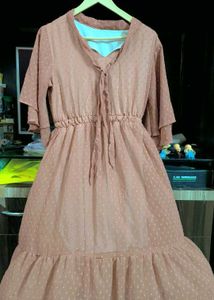 Chic Pink Swiss Dot Dress