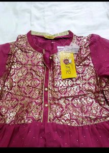 Aurelia Pink ethnic gown Gold Print new with tag