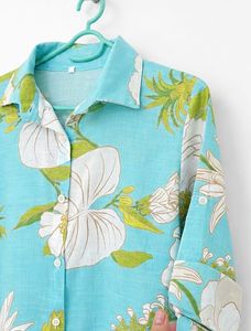 Sky blue Floral Print Button-Up Shirt