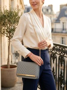 Chic Grey Quilted Crossbody Bag