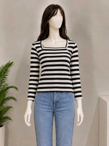 Striped Square Neck Top