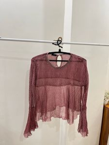 Mesh Chiffon TOP with flared bell sleeves