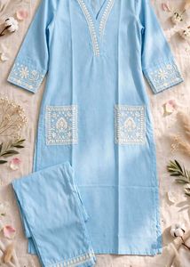 embroidery kurta set with pocket unused