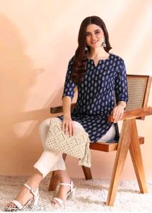 Stylish Navy Blue Printed Kurta