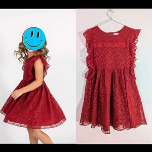 Red Lace Ruffle Dress