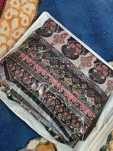 Elegant Black Kurta Set with Pink Border