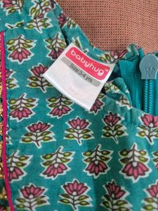 Girls' Teal Floral Print Dress