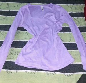 Lilac Square Neck Long Sleeve Top
