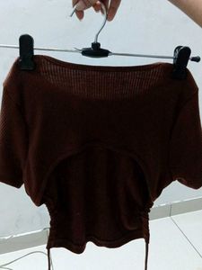 Ribbed Brown Crop Top