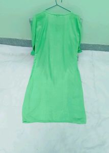 Green Kurta with White Embellishment