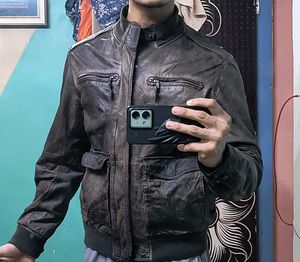 it's a casual leather bomber jacket