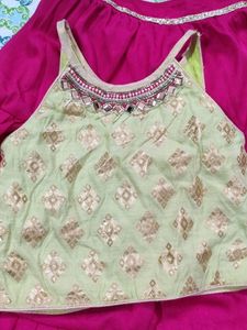 Green &amp; Pink Choli lehenga Set(On Cash - NO COINS)