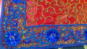 Elegant Red Saree with Gold dubka work