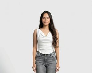 istyle can casual sleeveless solid women white top
