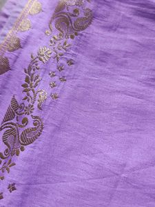 Elegant Lavender Saree with Gold Border