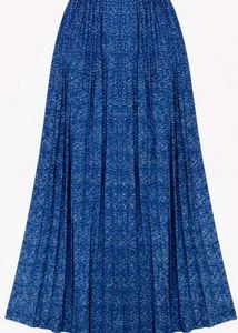 Blue Pleated Maxi Skirt