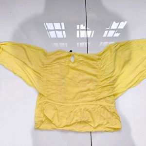 Yellow Embroidered Top with Tassels